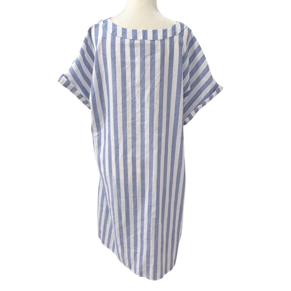 NEW Blue White Striped Shirt Dress Size Large Core Summer Beach Cover Up - Picture 6 of 7